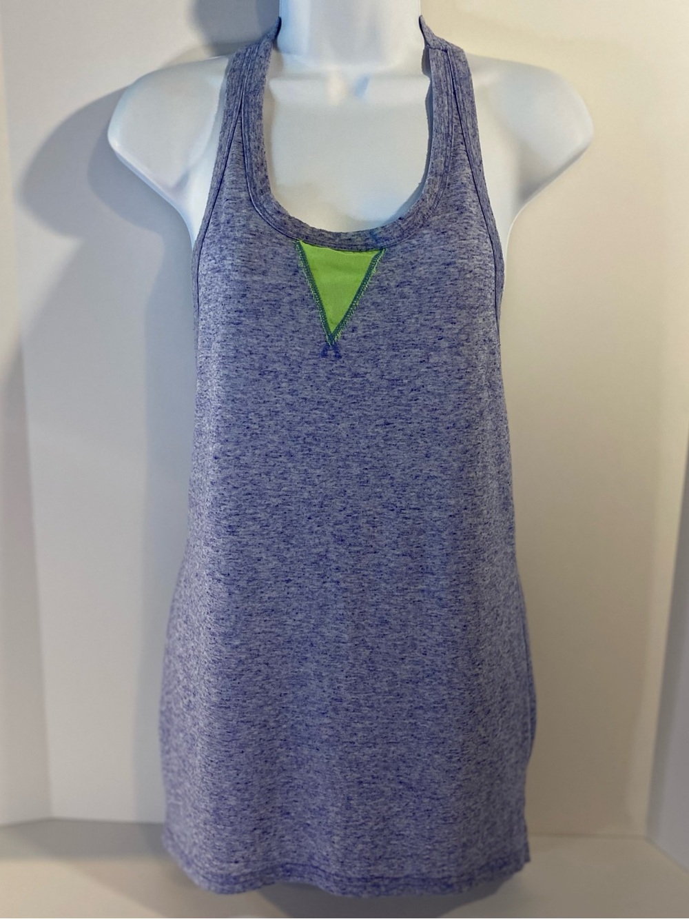 Women’s Heather Blue Racerback Tank with Lime Detail